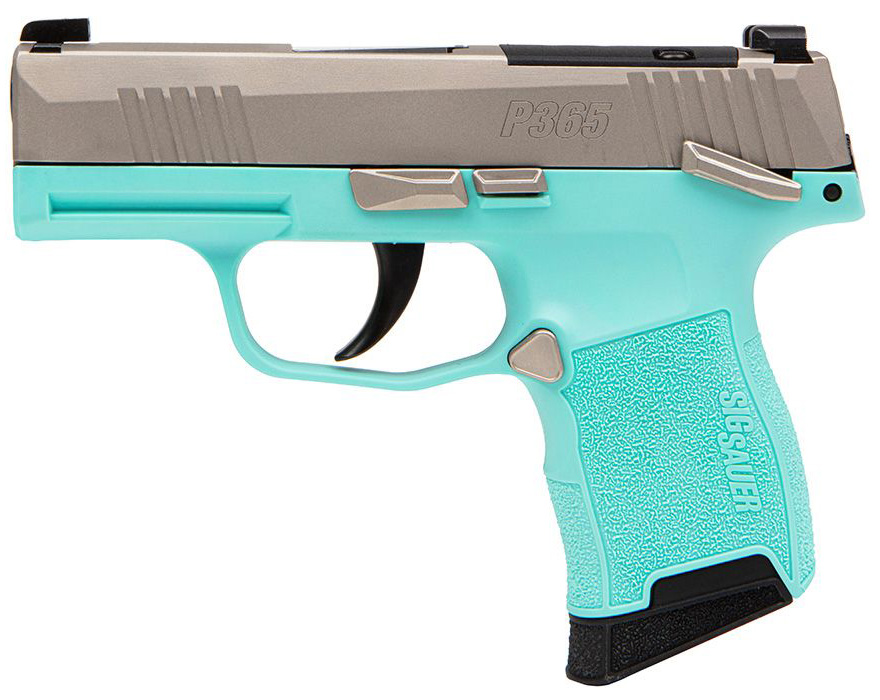 SIG P365 380 ACP Semi-Auto Pistol Nickel/Turquoise