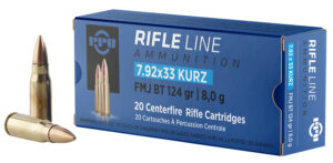 PPU 7.9x33mm Kurz 124gr FMJ BT Rifle Ammo - 20 Box