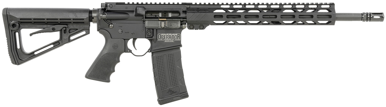 Rock River Arms OP1500 LAR-15M Operator ETR Carbine 5.56x45mm NATO 16″ Barrel, 30+1 Optic Ready, Overall Black, RRA NSP-2 Carbine Stock & Hogue Rubber Beavertail Grip Right Hand - No Credit Card Fees - Low, flat rate shipping