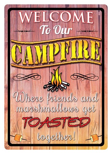 Rivers Edge Products 12-inch x 17-inch Tin Sign Welcome To Our Campfire - Rivers Edge