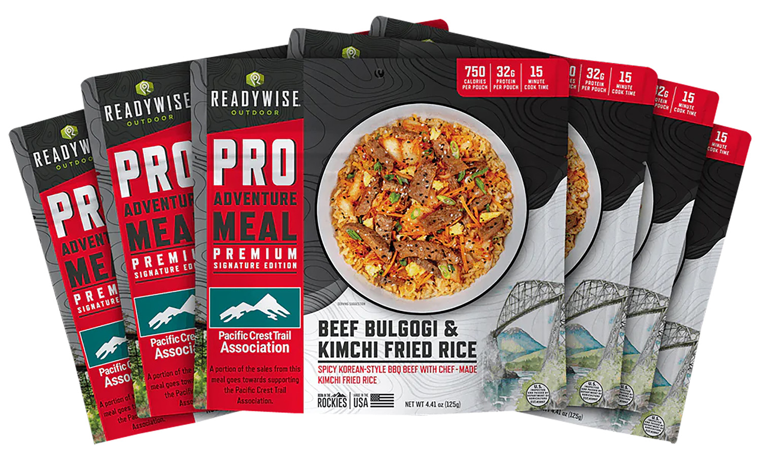 ReadyWise RW05194 Outdoor Food Kit Beef Bulgogi  Kimchi Rice 2 Servings Per Pouch, 6 Per Case - ReadyWise
