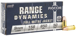 Fiocchi 9mm 158gr Full Metal Jacket Ammo - 50 Rounds