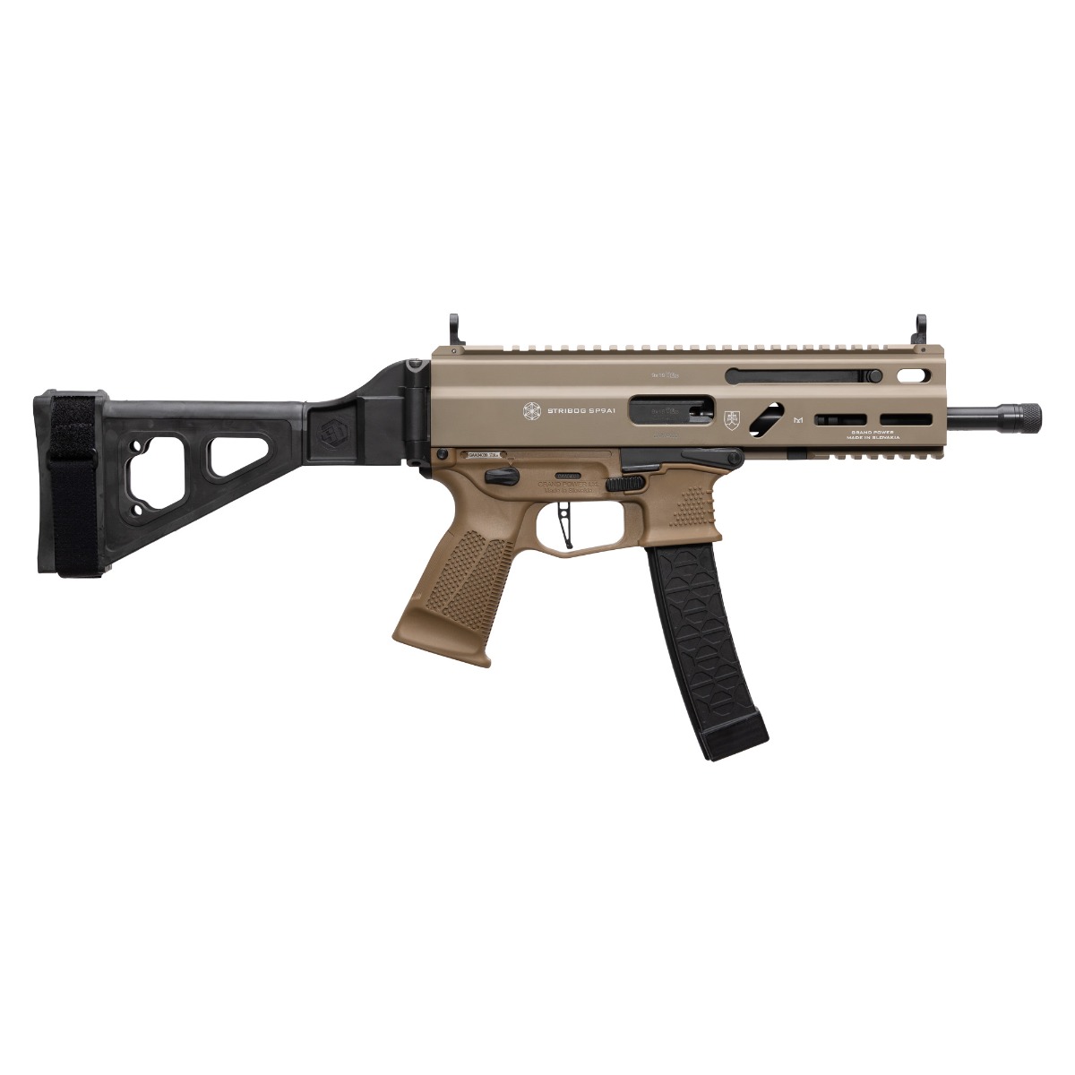 Grand Power Stribog SP9A1 9mm Pistol with Folding Brace
