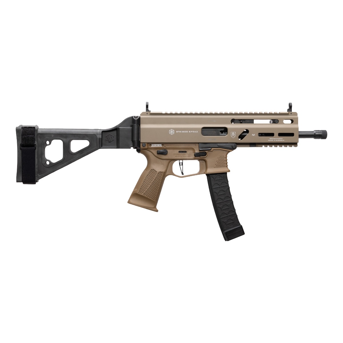 Grand Power Stribog SP9A3 9mm Pistol with Folding Brace