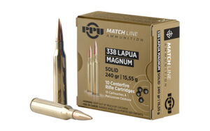 PPU .338 Lapua Magnum Match 240gr FMJ Ammo - 10 Rounds