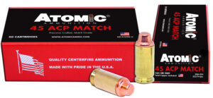 Atomic 45 ACP Match Ammunition 185gr Semi Wadcutter