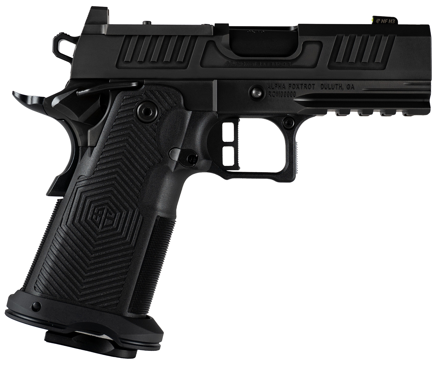 Alpha Foxtrot AF1911-Romulus MOS Adapter Handgun 9mm Luger 17(1) & 20rd(1) Magazines 3.5″ Bull Ramped Barrel DLC Black - No Credit Card Fees - Low, flat rate shipping