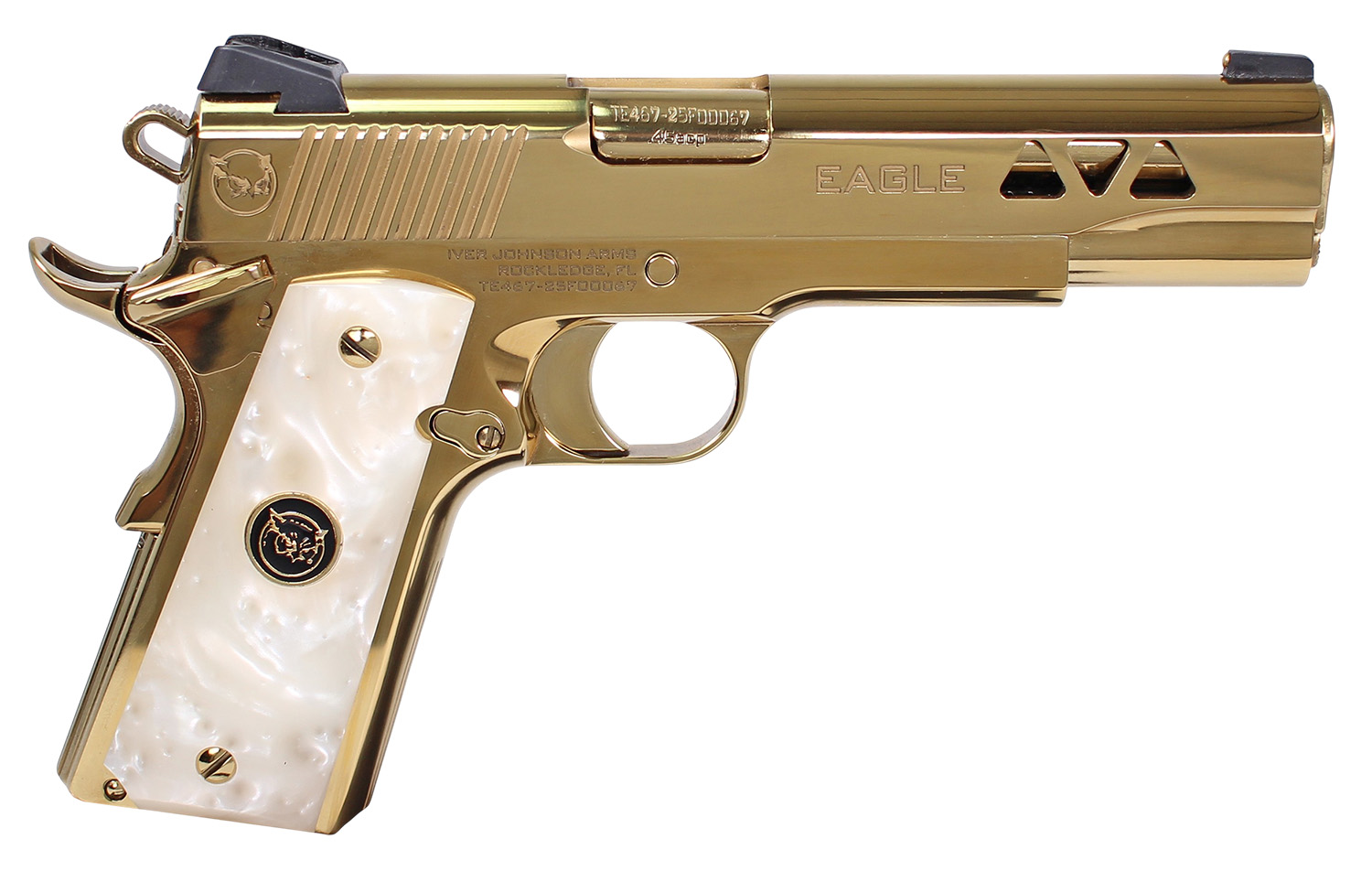 IVER JOHNSON GOLDEN EAGLE – 1911 45ACP 8RD POLISHED GOLD - No Credit Card Fees - Free Shipping