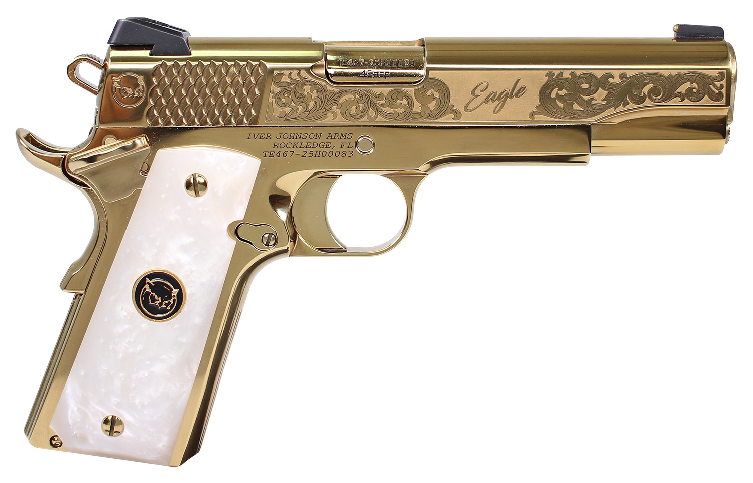 IVER JOHNSON EAGLE NOBLE WP – 1911 45ACP 8RD ENGRAVED GOLD - No Credit Card Fees - Free Shipping