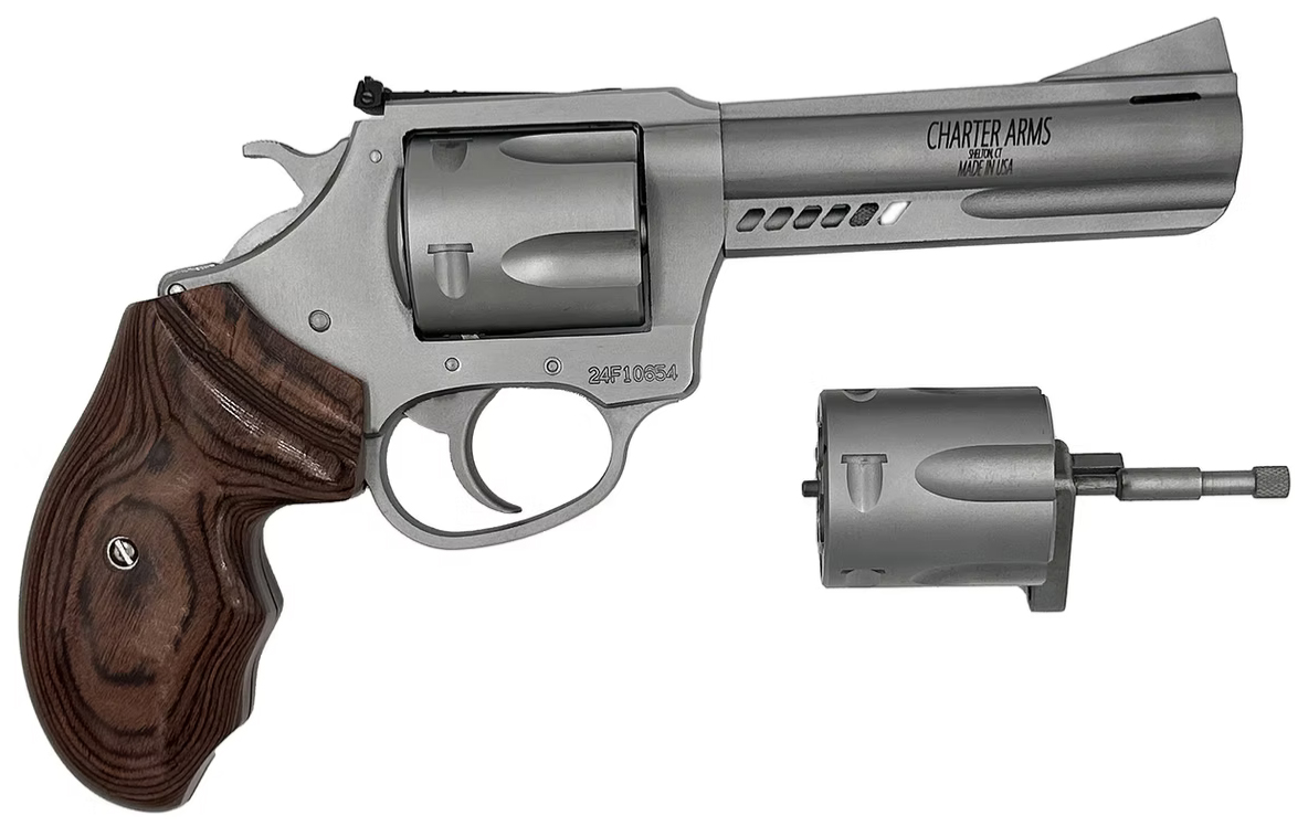 Charter Arms Double Dog Revolver 357 MAG / 9mm 4.2 in Stainless / Walnut 5 rd. - No Credit Card Fees - Low, flat rate shipping