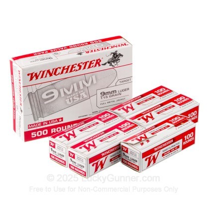 Winchester 9mm Luger 115gr FMJ – 500rd