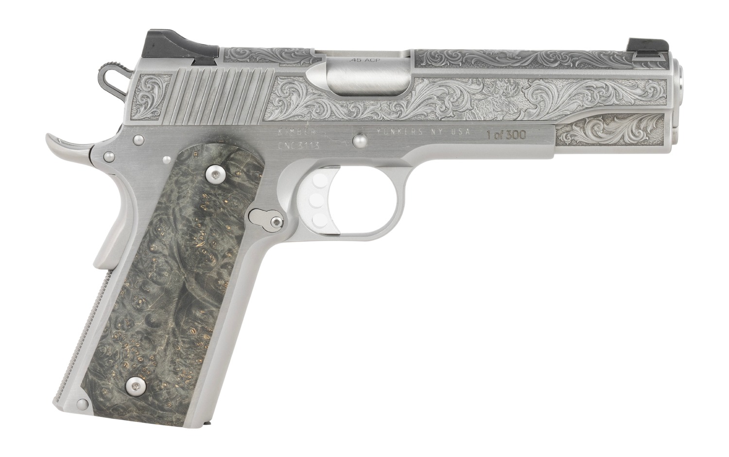Cnc Firearms CNCWILDLIFE45 Kimber 1911 Wildlife Sports South Exclusive 45 ACP 7+1 5″ Burled Maple Wood Grip - No Credit Card Fees - Low, flat rate shipping