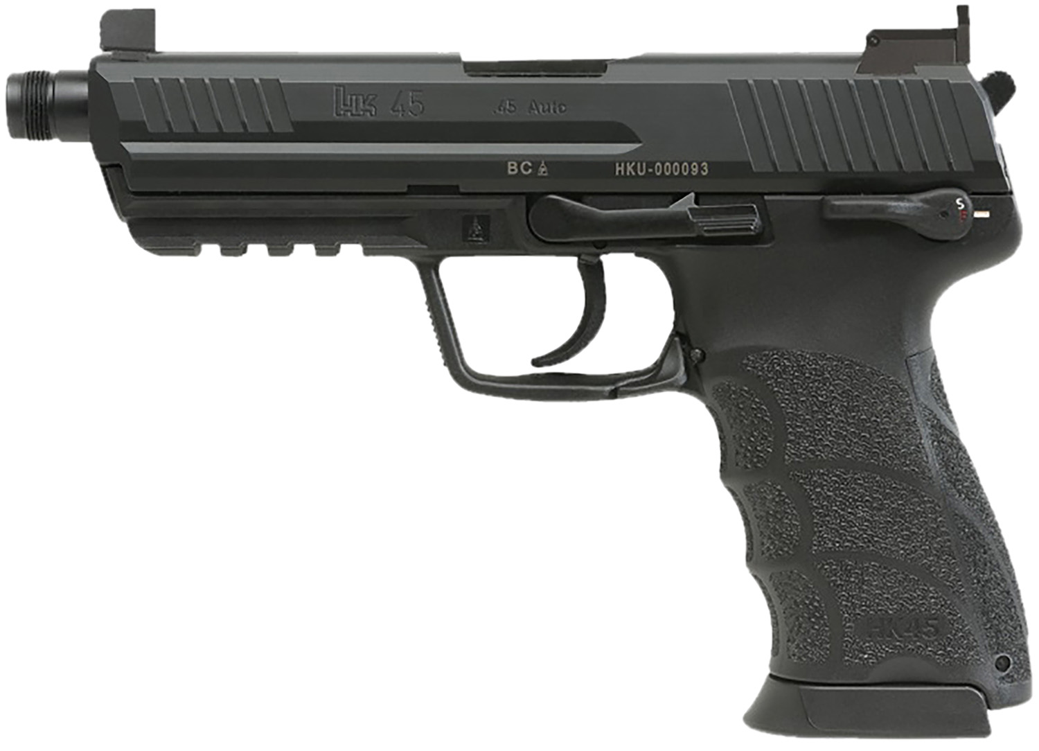 H&K HK45 Tactical Handgun .45 Auto 10rd Magazines(2) 5.20″ Threaded Barrel DA/SA V1 Decocking Lever & Safety - No Credit Card Fees - Low, flat rate shipping