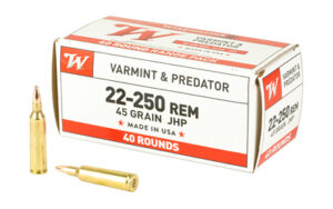 Winchester USA 22-250 Rem 45GR JHP Ammo