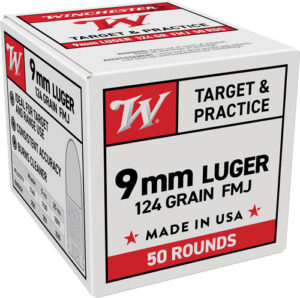 Winchester USA 9mm Luger 124gr FMJ Ammunition - 50 Rounds