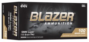 CCI Blazer Brass 9mm 115gr FMJ Ammunition - 100 Rounds