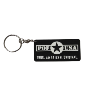 POF Black Rubber Keychain with Logo