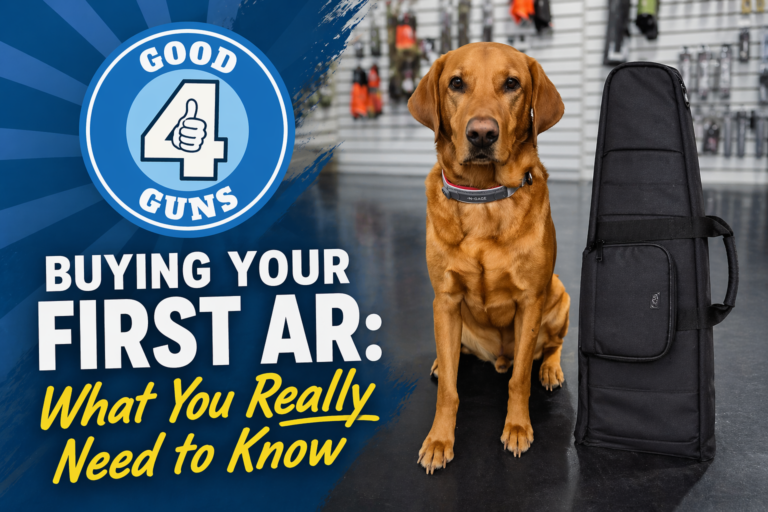 Oliver looking happy with his Oliver-sized AR. (which, by the way, he bought at Good 4 Guns. It's ok. He's 28 in people years)