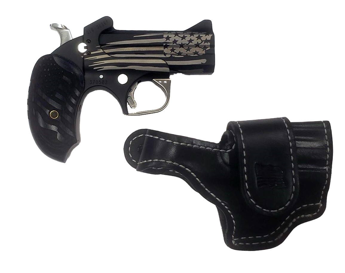 Bond Arms Old Glory Handgun .45/410 2rd Capacity 3.5″ Barrel Black Flag Black Driving Holster - No Credit Card Fees - Low, flat rate shipping