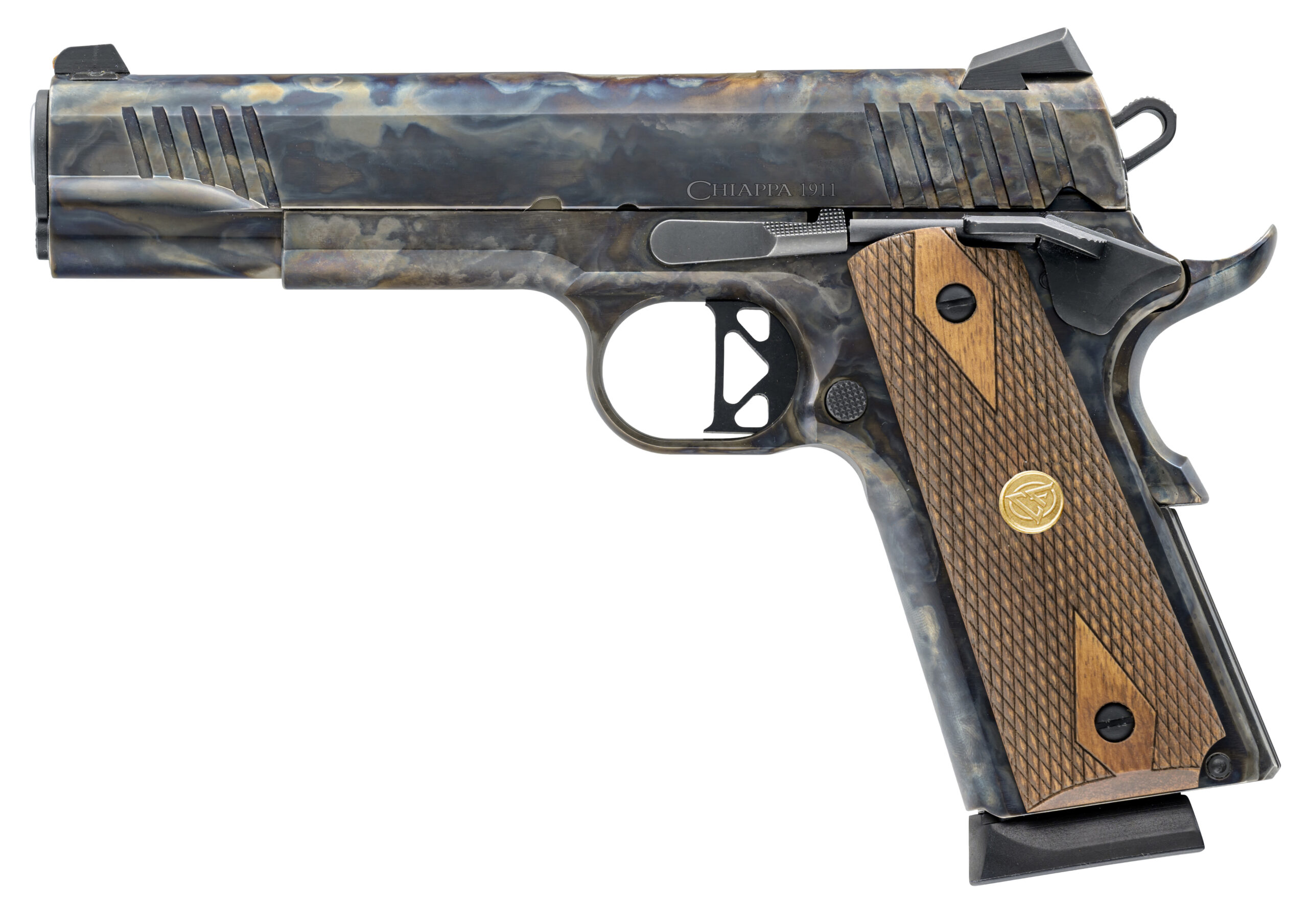 Chiappa 1911 Superior OR Handgun .45 ACP 8rd Magazine 5″ Barrel Case Hardened with Walnut Grips - No Credit Card Fees - Low, flat rate shipping