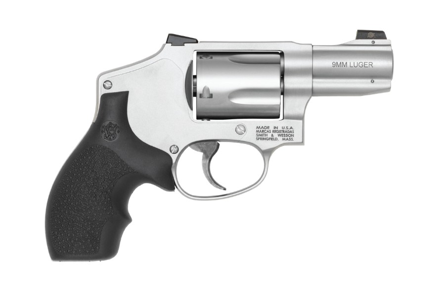 SMITH AND WESSON MODEL 940-3 9MM 2.17IN BARREL 5RD STAINLESS HAMMERLESS HOGUE GRIP THREE FULL MOON CLIPS 14295