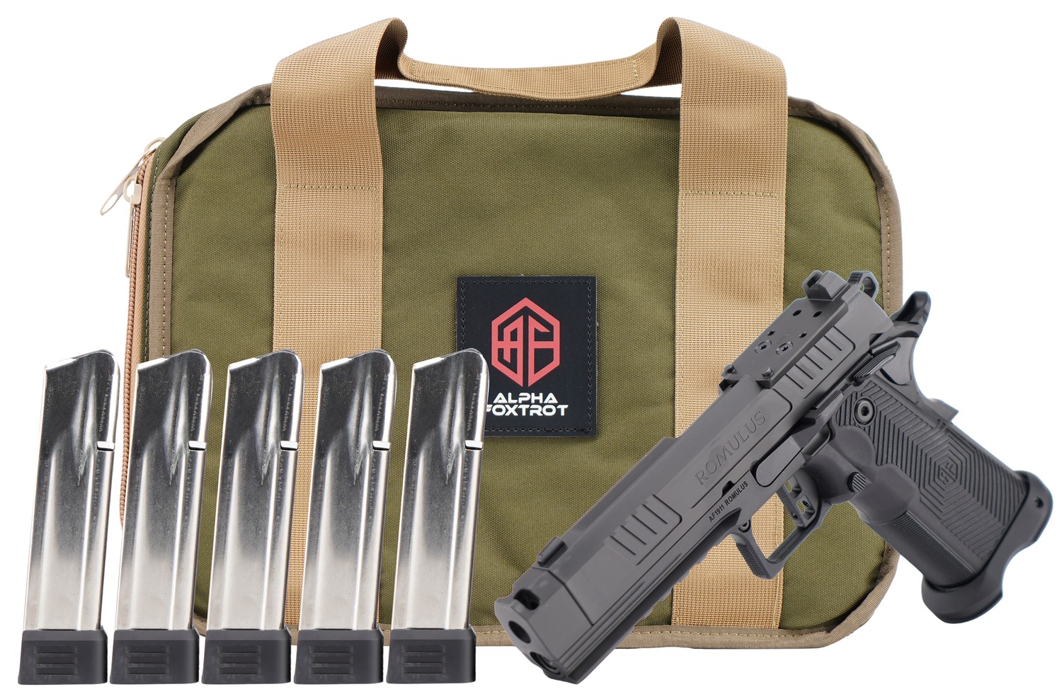 Alpha Foxtrot AF1911 Romulus 9mm Pistol, 4.25" Compensated Barrel, Black
