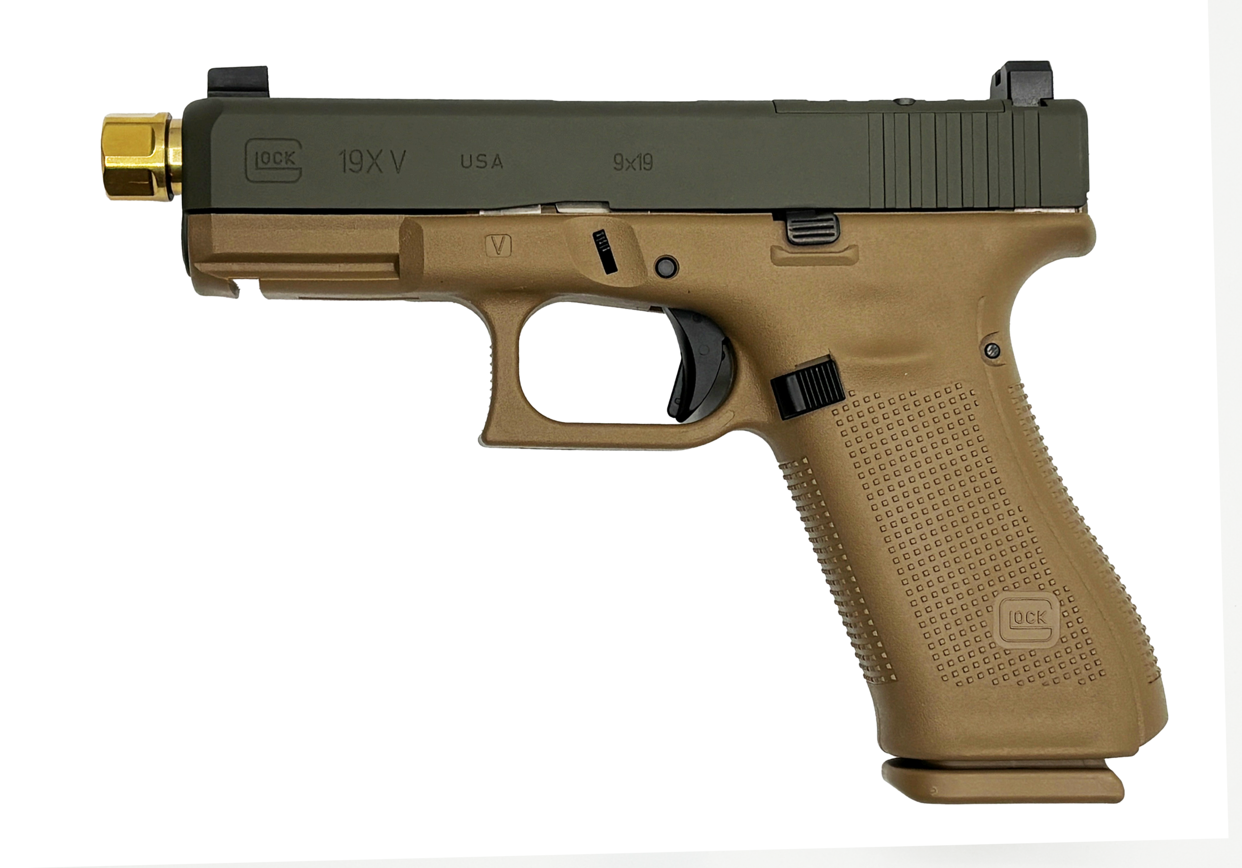 GLOCK 19X V C4 9mm 19RD OD Green Slide - Camfour Exclusive
