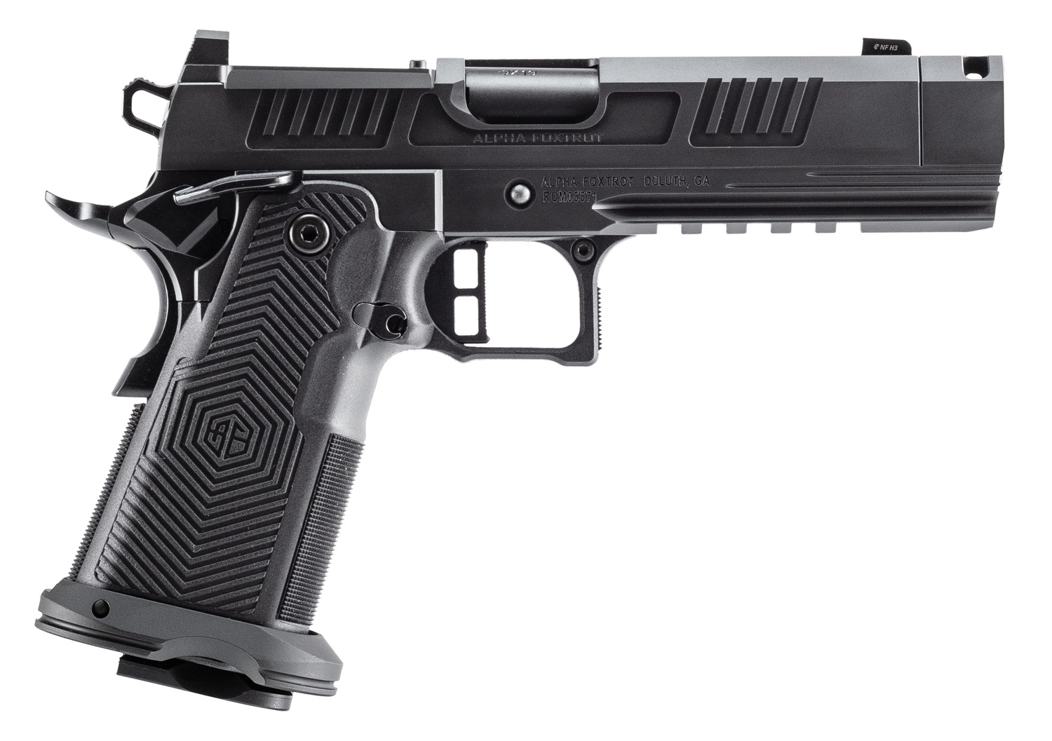 Alpha Foxtrot AA39X2CIG-XDBK17 AF1911 Romulus 10mm Auto 18+1 4.25" Black DLC Stainless Steel Threaded Compensated Barrel, Optic Ready/Serrated Slide Frame w/Beavertail Picatinny Rail, RMSc/RMR Foo